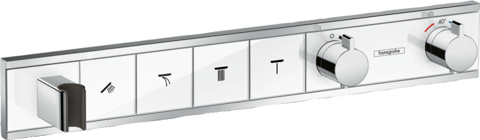 RainSelect Shower mixers: two-handle, 4 functions, White/Chrome, Item ...