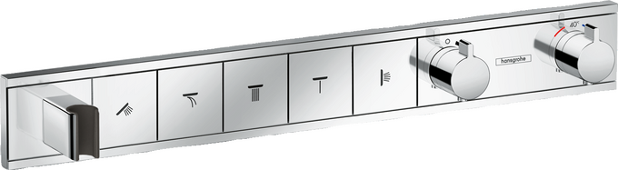 Thermostat for concealed installation for 5 functions with integrated shower holder