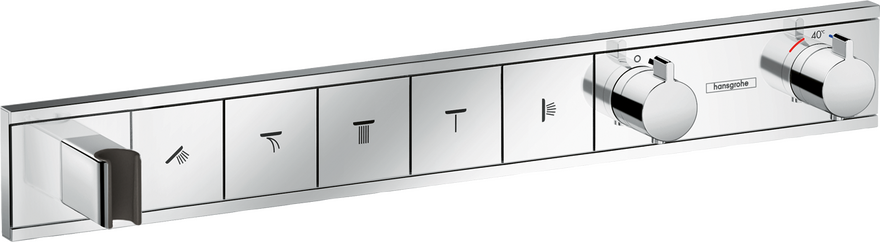 Thermostat for concealed installation for 5 functions with integrated shower holder