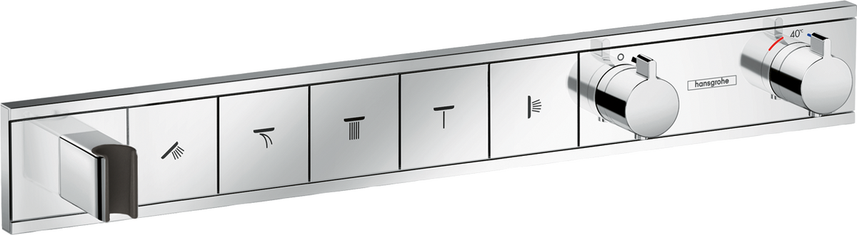 Thermostat for concealed installation for 5 functions with integrated shower holder