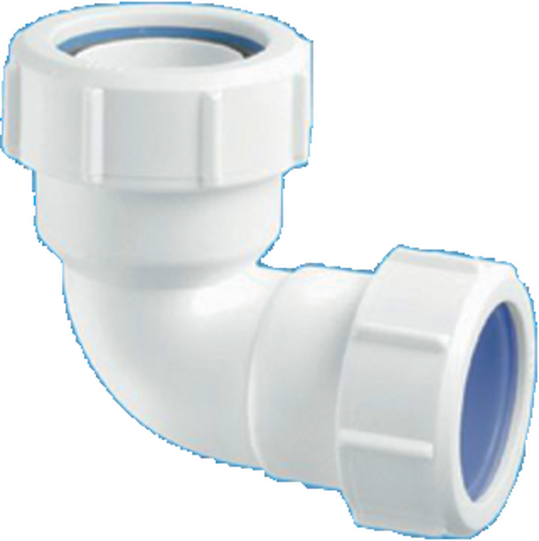 McAlpine MS4-ISO 90° Multifit Bend 1¼" x 32 mm to connect UK waste pipe to European dimensions