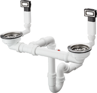 D15-10 Manual waste and overflow set for double bowl