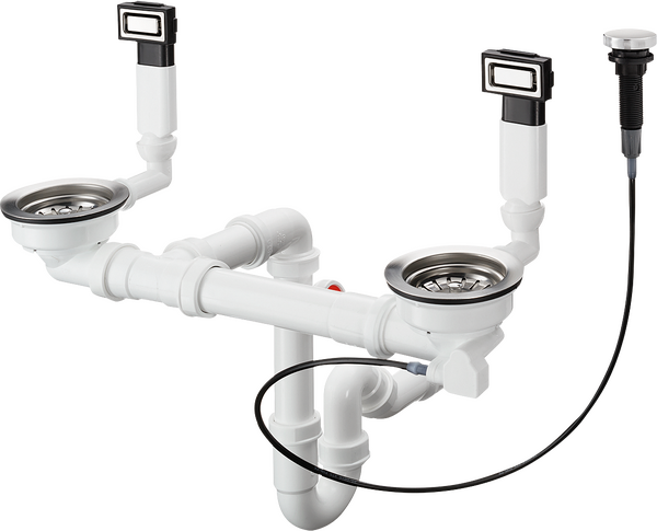 D15-11 Automatická odtoková a přepadová souprava pro dvojdřez