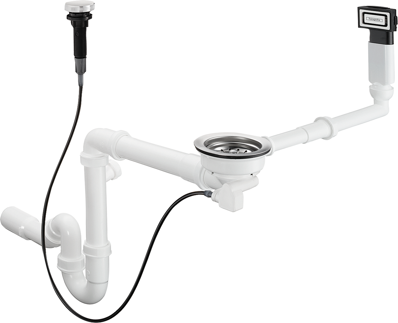 D16-11 Automatisk av- og overløpssett til enkeltvask granitt