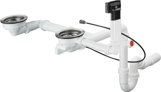 D17-12 Automatic waste and overflow set for double bowl granite Select