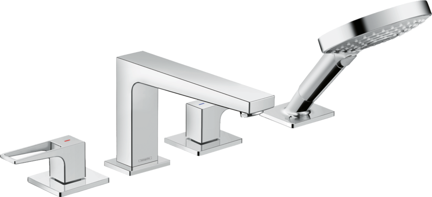 4-hole rim mounted bath mixer with loop handles and Secuflex