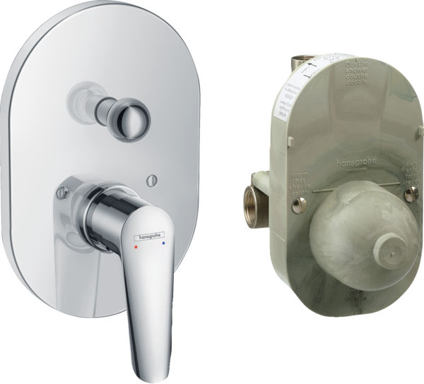 Manual bath mixer set for concealed installation