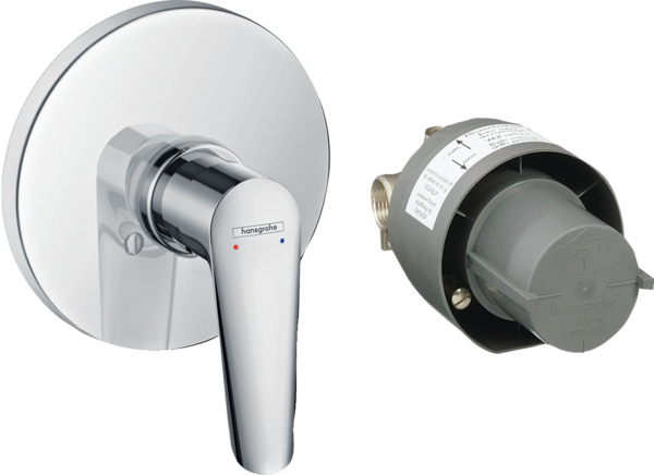 Manual shower mixer set for concealed installation