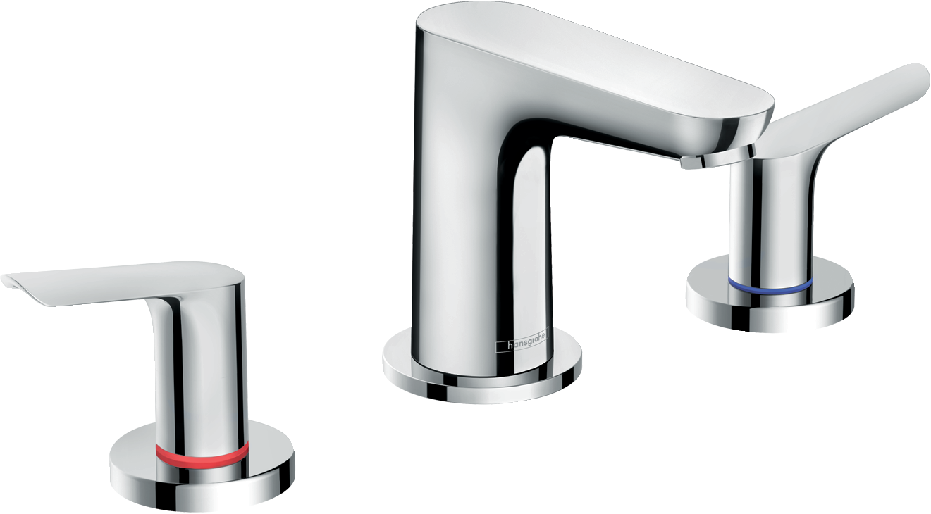 三孔面盆龙头100，带提拉落水套件