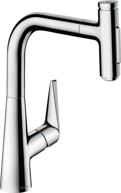 Single lever kitchen mixer with pull-out spray
