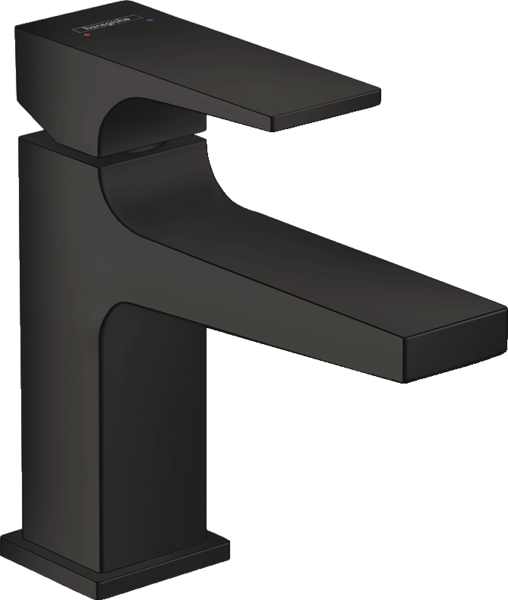 ééngreeps fonteinmengkraan 100 met rechte greep en PushOpen afvoerplug Mat zwart