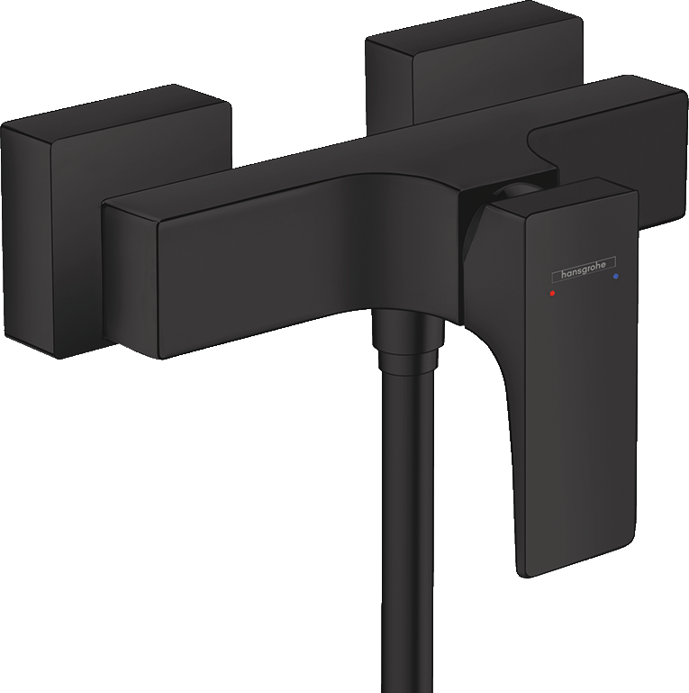 Single lever shower mixer for exposed installation with lever handle
