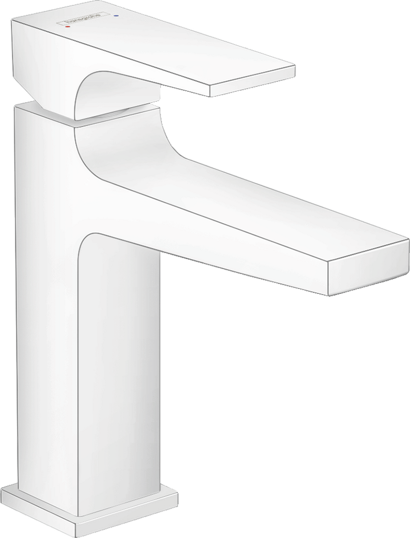 Single lever basin mixer 110 with lever handle and push-open waste