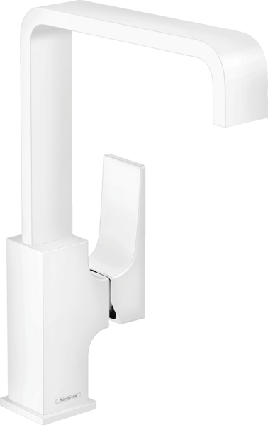 Einhebel-Waschtischmischer 230 mit Hebelgriff und Push-Open Ablaufgarnitur Mattweiß