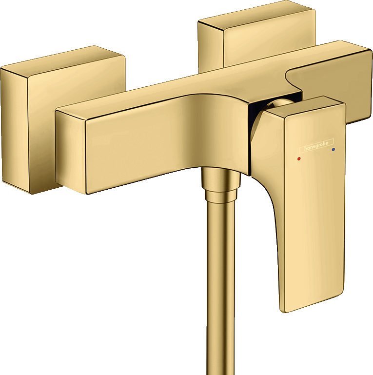 Single lever shower mixer for exposed installation with lever handle