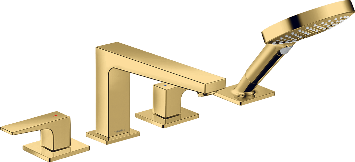 4-hole rim mounted bath mixer with lever handles