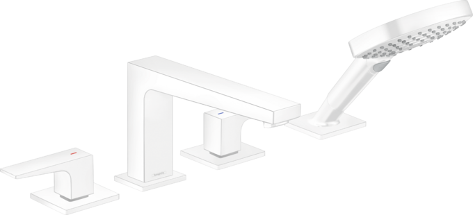 4-Hole Roman Tub Set Trim with Lever Handles and 1.75 GPM Handshower