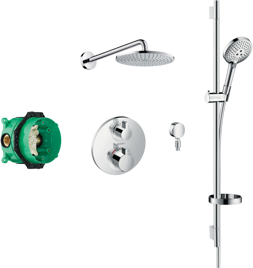 Round valve with Raindance Select rail kit and Air (240) overhead