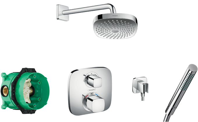 Soft Cube valve with Croma Select (180) overhead and Baton hand shower