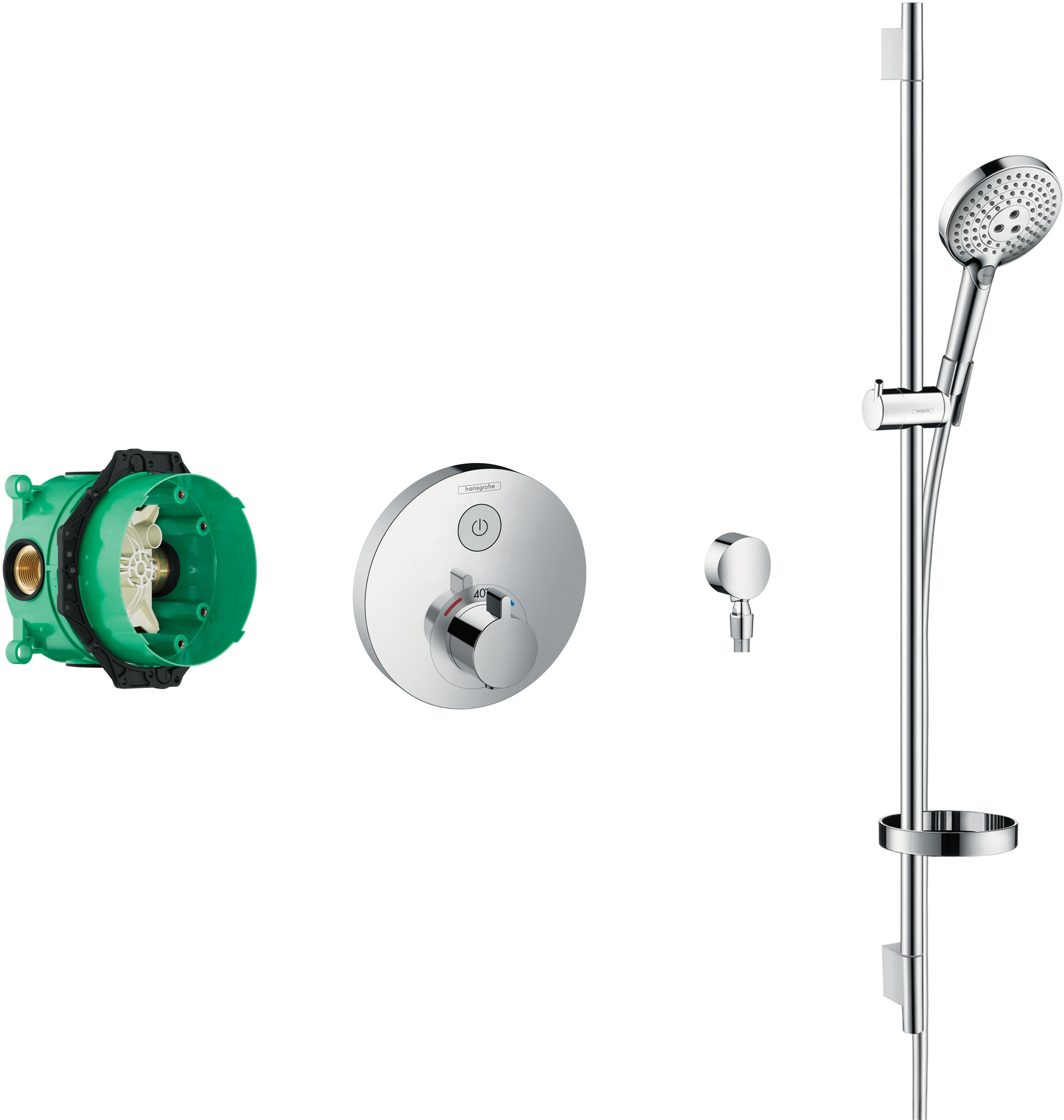 Round Select valve with Raindance Select rail kit