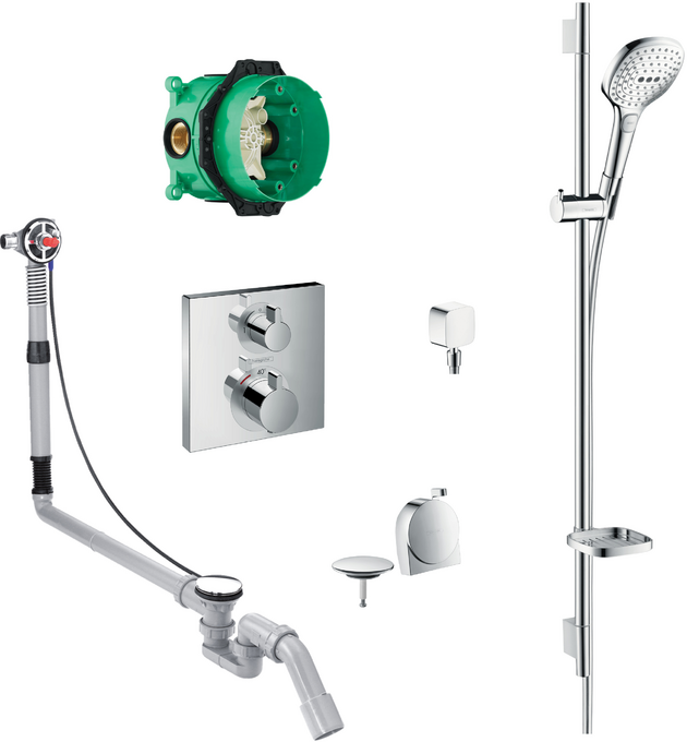 Square valve with Raindance Select rail kit and Exafill