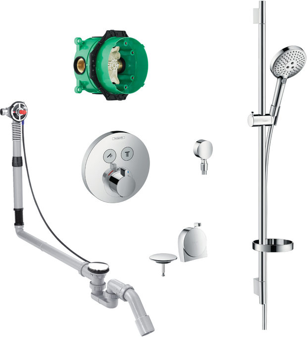 Round Select valve with Raindance Select rail kit and Exafill