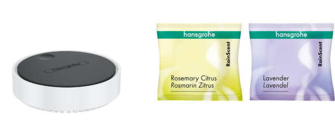 RainScent suihkutuoksujen aloituspakkaus (1 kotelo + 2 tuoksutablettia)