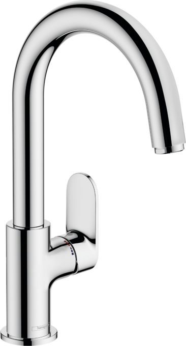 Single lever basin mixer with swivel spout and pop-up waste set