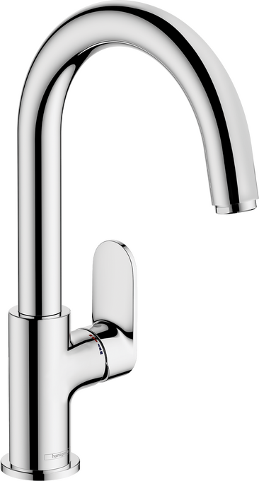 Single lever basin mixer with swivel spout and pop-up waste set