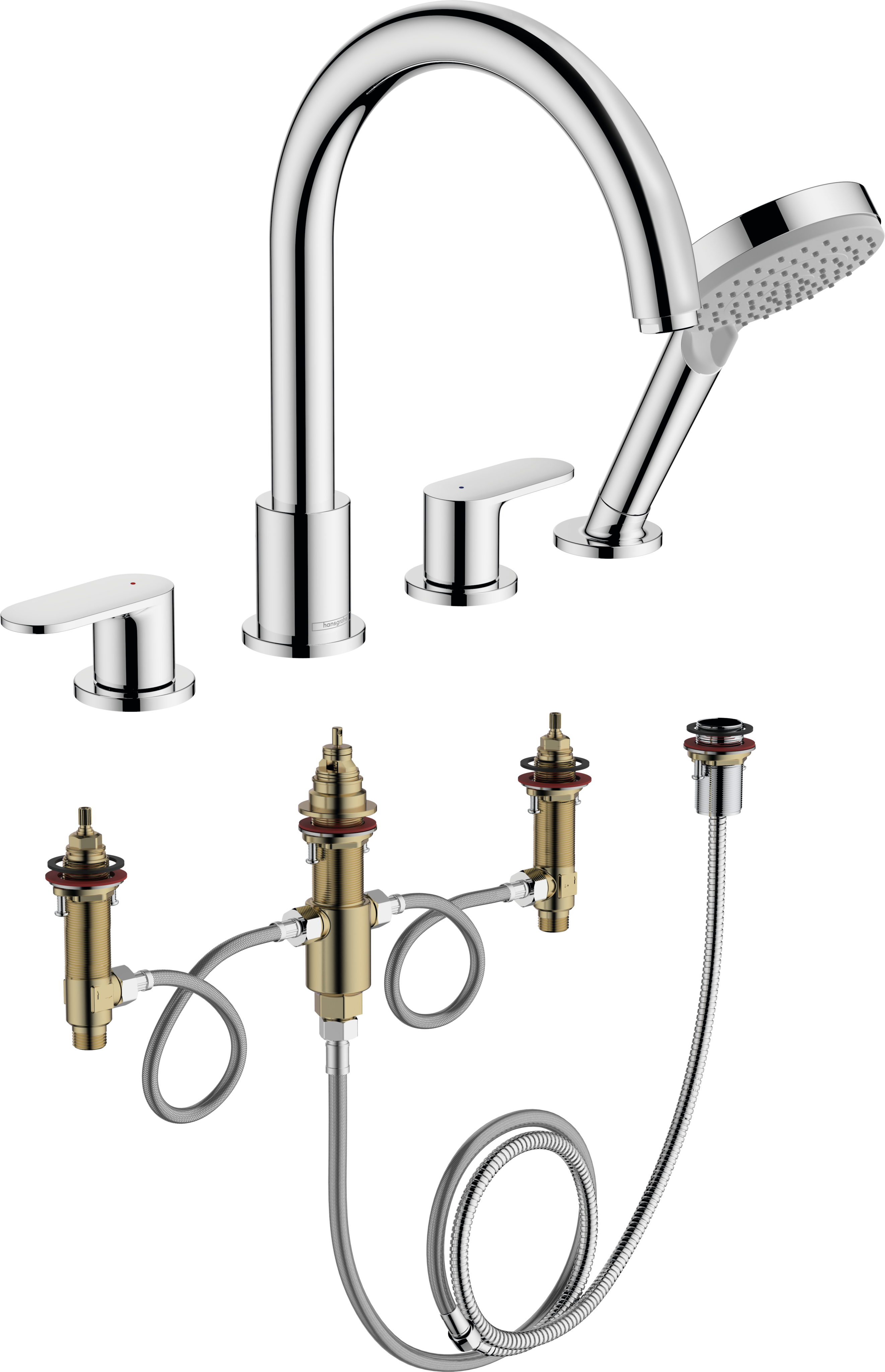 四孔翻边安装浴缸龙头