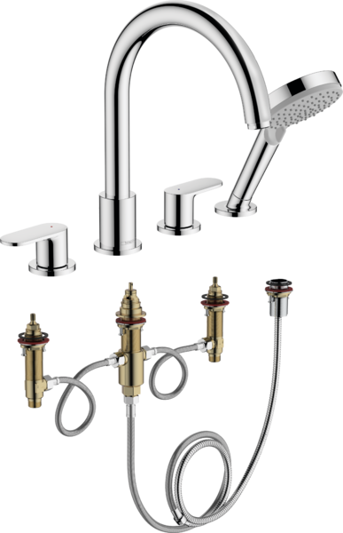 4-hole rim mounted bath mixer set