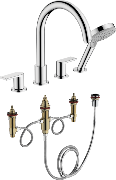 4-hole rim mounted bath mixer set