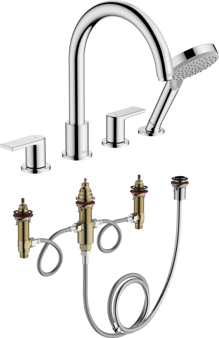 4-hole rim mounted bath mixer set