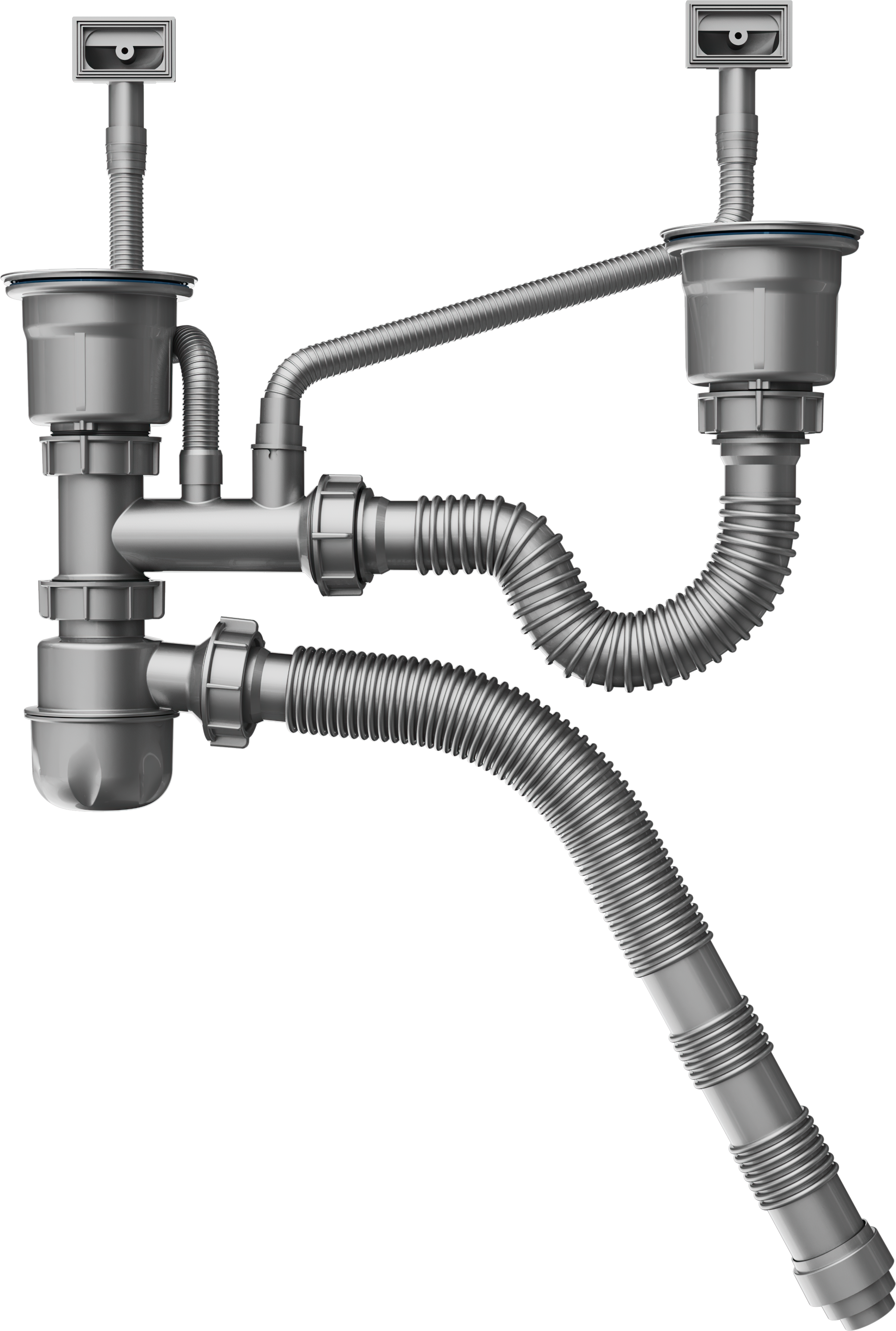 D20-10 manual waste and overflow set for double bowls