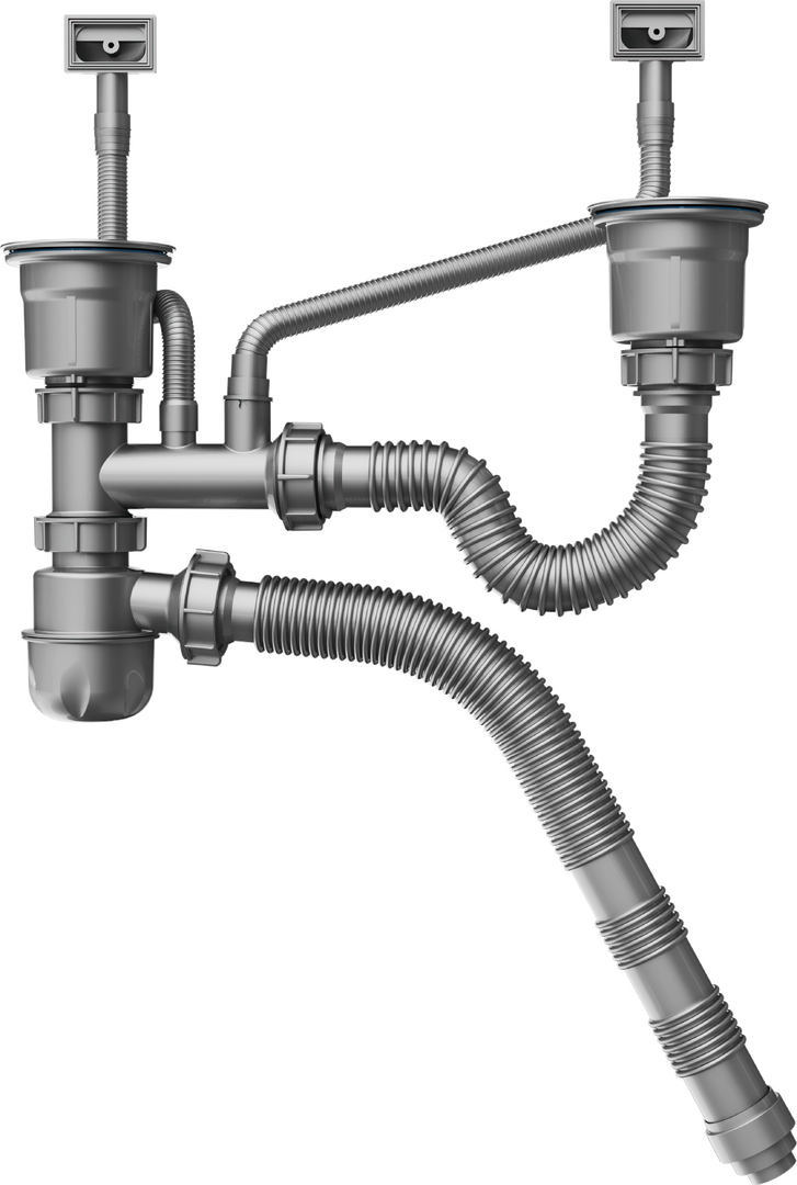 D20-10 manual waste and overflow set for double bowls