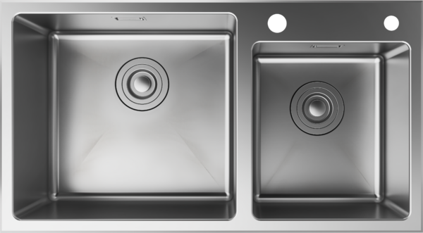 S432-F730 Built-in sink 410/290, 2 holes incl. manual drain kit
