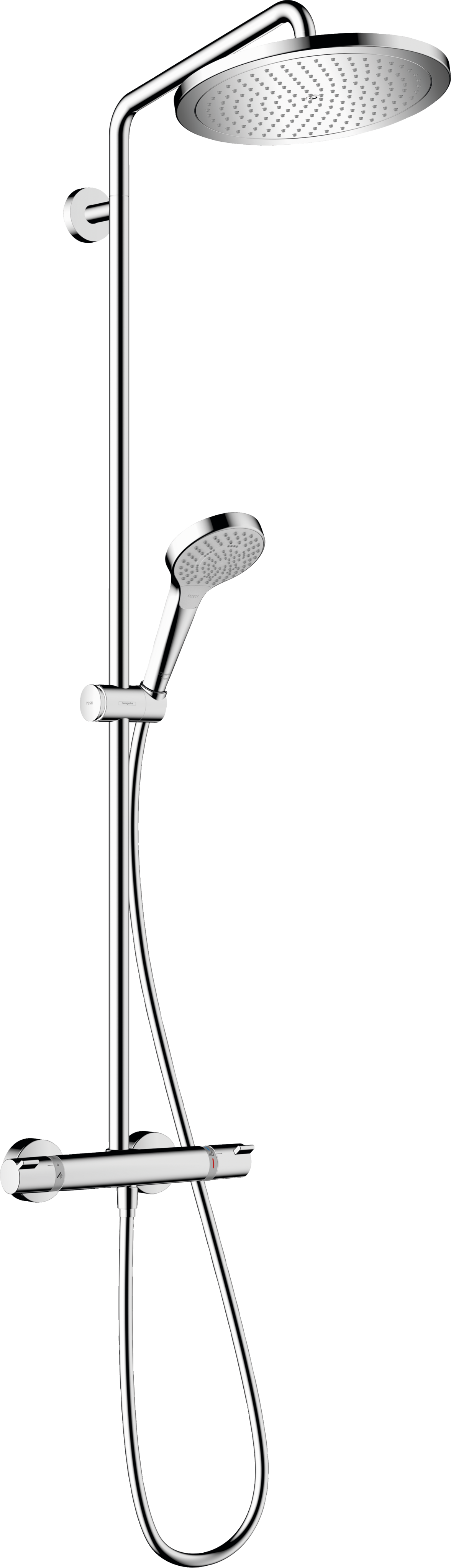Showerpipe 280 1jet with thermostat and push slider