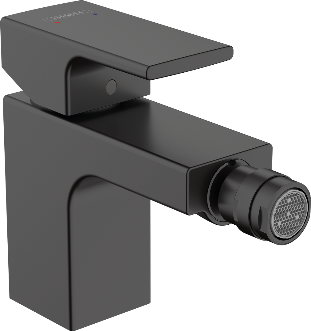 Single lever bidet mixer with metal pop-up waste set