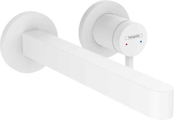 Mitigeur de lavabo encastré mural, bec 228 mm Matt White