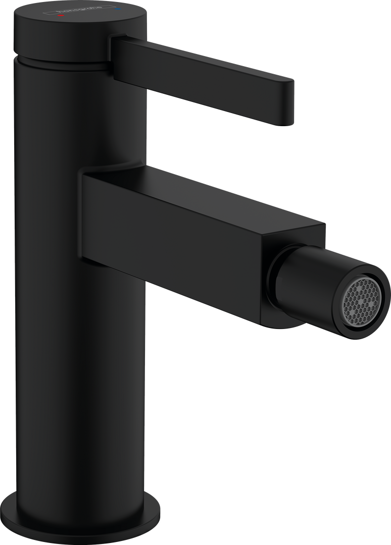 Single lever bidet mixer with push-open waste set