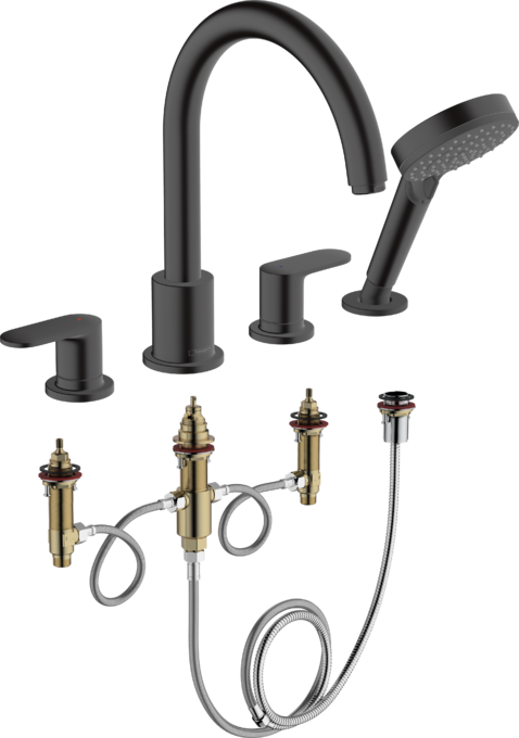 4-hole rim mounted bath mixer set