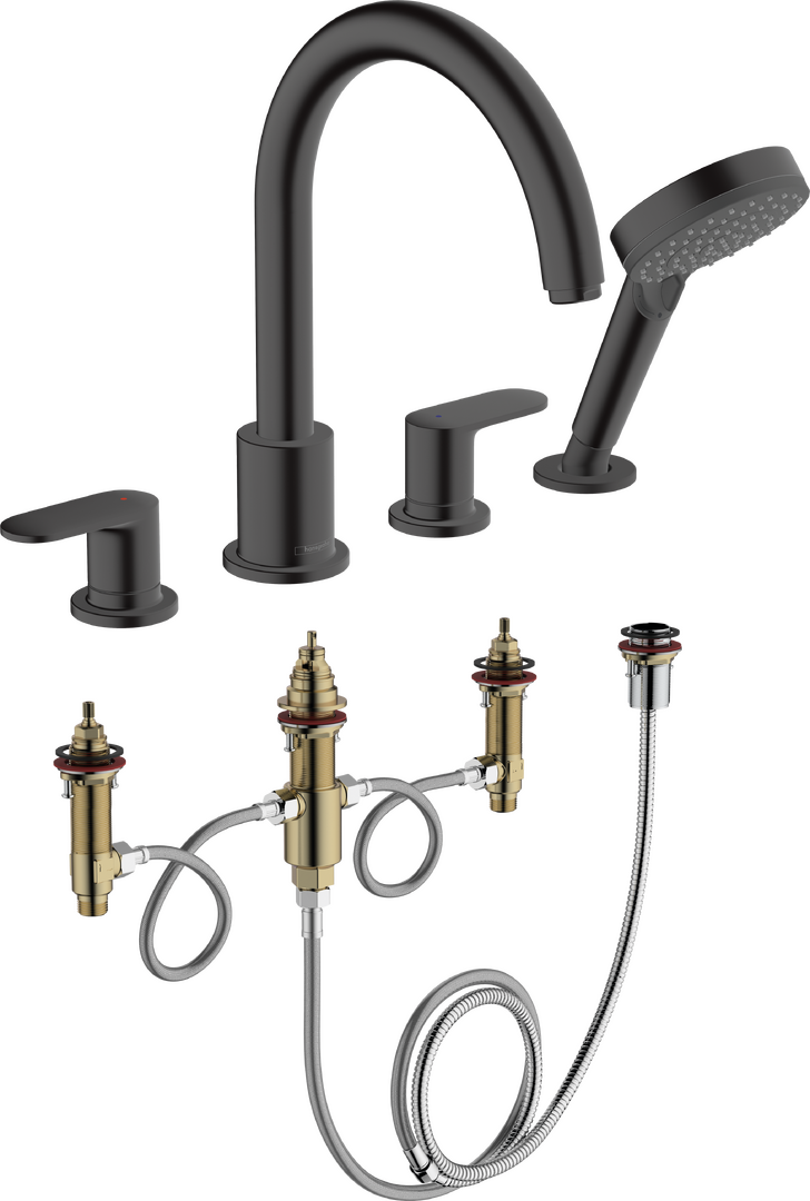 4-hole rim mounted bath mixer set