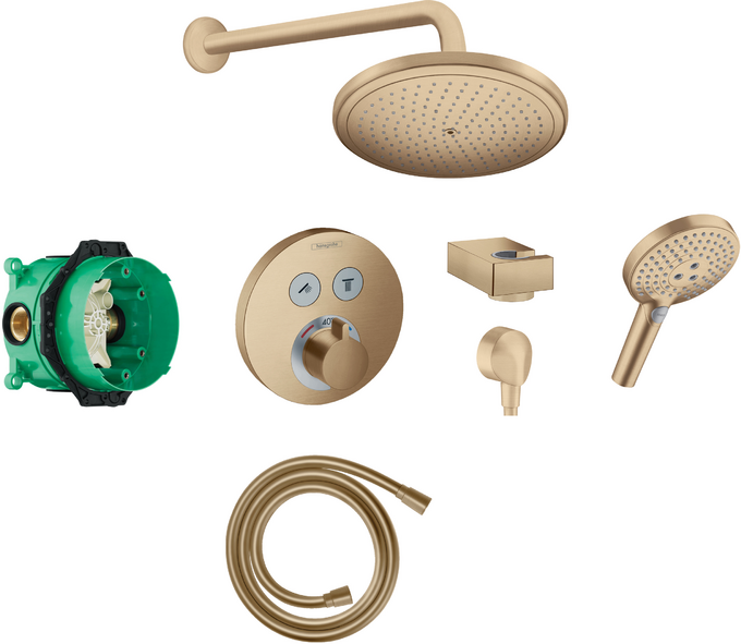 Round Select concealed valve with Croma (280) overhead and Select hand shower BBR