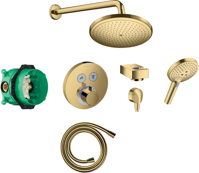 Round Select concealed valve with Croma (280) overhead and Select hand shower PGO