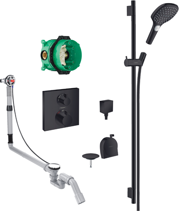 Square concealed valve with Raindance Select rail kit and Exafill MB