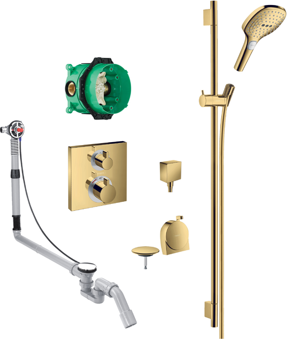 Square concealed valve with Raindance Select rail kit and Exafill PGO