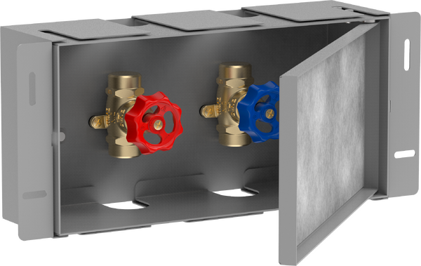 Niche murale 150/300/100 avec porte à carreler et robinet d'arrêt intégré