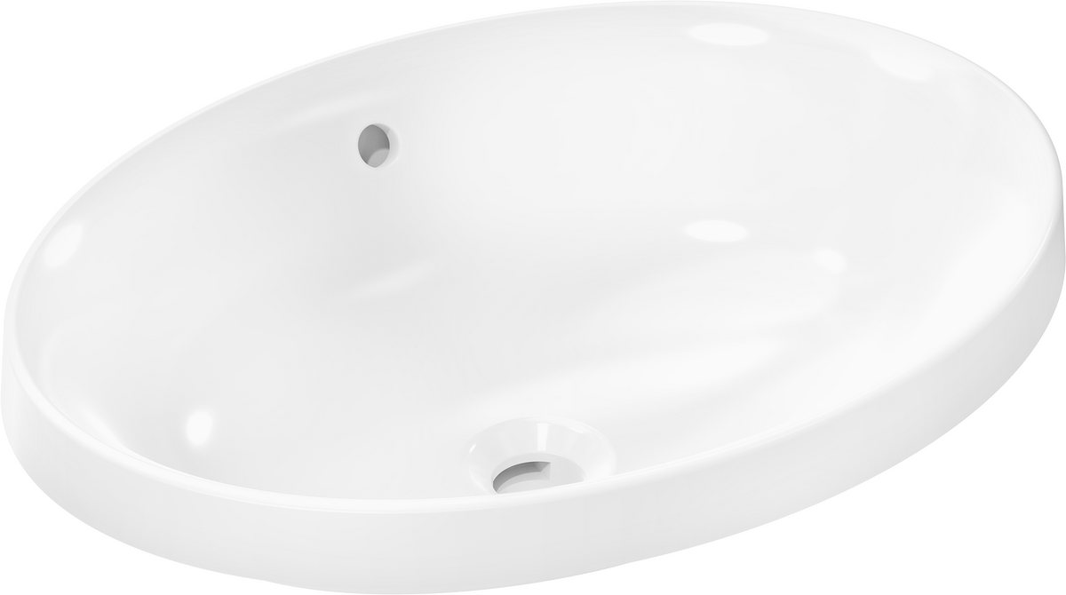 Lavabo semiencastrado 550/400 sin orificio para grifo con rebosadero