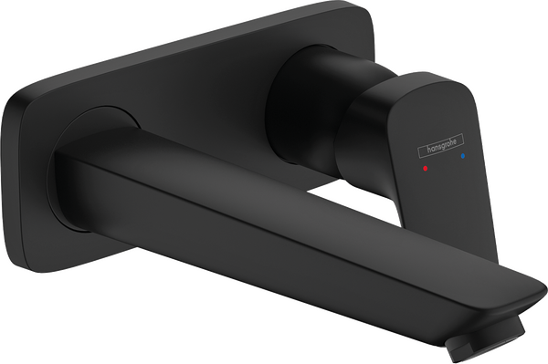 Mezclador monomando de lavabo empotrado Fine con caño 19,5 cm Negro mate