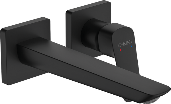 ééngreeps wastafelmengkraan inbouw Fine voor wandmontage voorsprong 20,5 cm Mat zwart